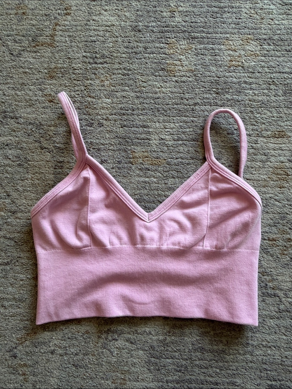 Alo Yoga Seamless Ribbed Pink Bralette Top
